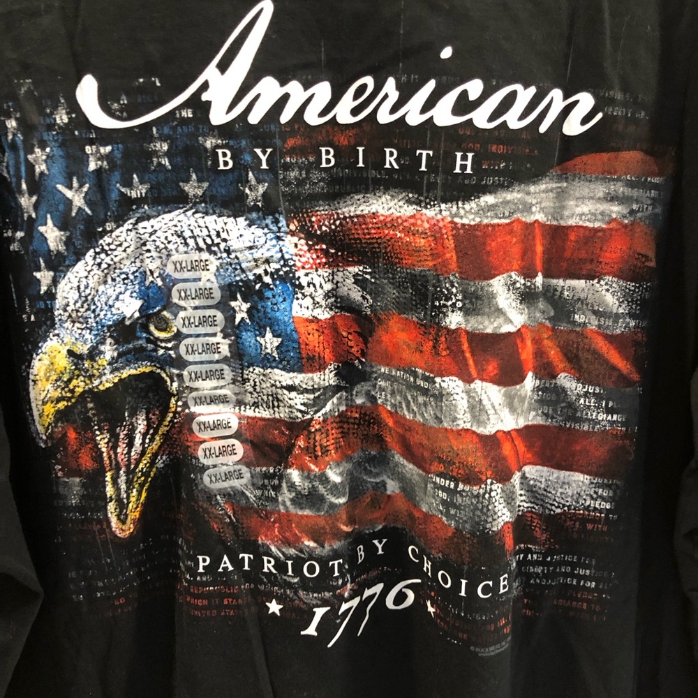 American By Birth Black Patriotic Graphic Tee 2XL